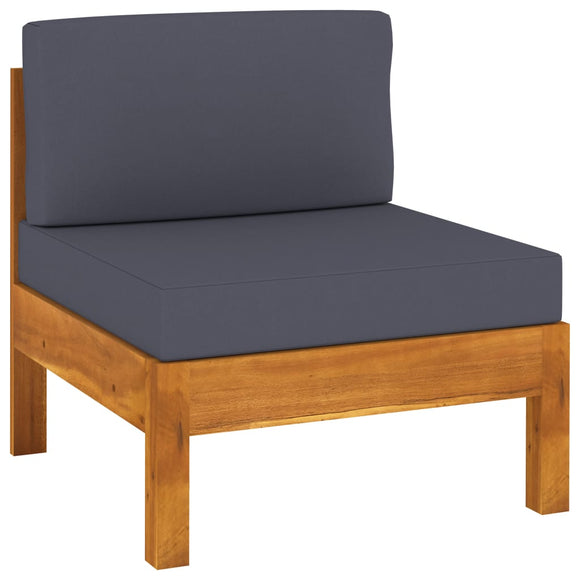 NNEVL Middle Sofa with Dark Grey Cushions Solid Acacia Wood