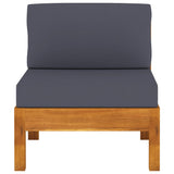 NNEVL Middle Sofa with Dark Grey Cushions Solid Acacia Wood
