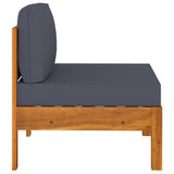 NNEVL Middle Sofa with Dark Grey Cushions Solid Acacia Wood