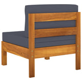 NNEVL Middle Sofa with Dark Grey Cushions Solid Acacia Wood