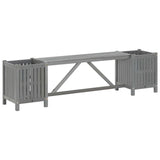 NNEVL Garden Bench with 2 Planters 150cm Solid Acacia Wood Grey