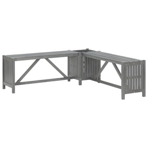NNEVL Garden Corner Bench with Planter 117cm Solid Acacia Wood Grey
