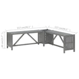NNEVL Garden Corner Bench with Planter 117cm Solid Acacia Wood Grey