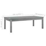 NNEVL Coffee Table 100x50x33 cm Grey Solid Acacia Wood