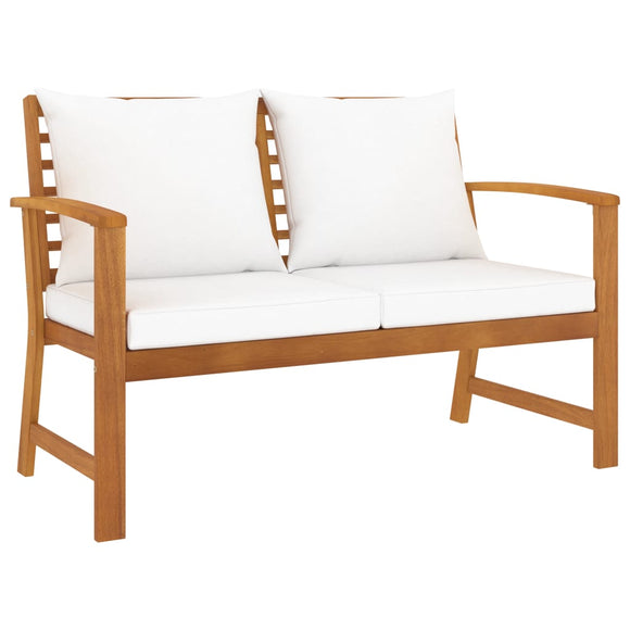 NNEVL Garden Bench 120 cm with Cream Cushion Solid Acacia Wood