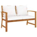 NNEVL Garden Bench 120 cm with Cream Cushion Solid Acacia Wood