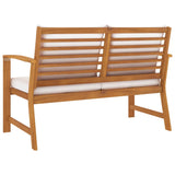 NNEVL Garden Bench 120 cm with Cream Cushion Solid Acacia Wood