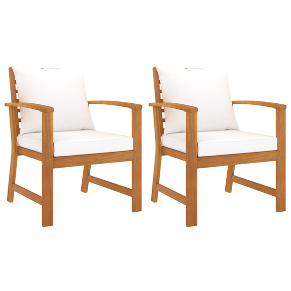 NNEVL Garden Chairs 2 pcs with Cream Cushion Solid Acacia Wood