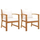 NNEVL Garden Chairs 2 pcs with Cream Cushion Solid Acacia Wood