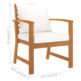 NNEVL Garden Chairs 2 pcs with Cream Cushion Solid Acacia Wood