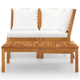 NNEVL 3 Piece Garden Lounge Set with Cream Cushion Solid Acacia Wood