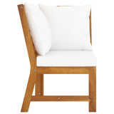 NNEVL 3 Piece Garden Lounge Set with Cream Cushion Solid Acacia Wood
