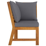 NNEVL 3 Piece Garden Lounge Set with Dark Grey Cushion Solid Acacia Wood