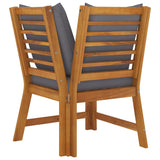 NNEVL 3 Piece Garden Lounge Set with Dark Grey Cushion Solid Acacia Wood