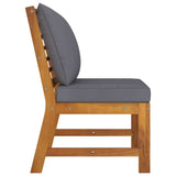 NNEVL 3 Piece Garden Lounge Set with Dark Grey Cushion Solid Acacia Wood