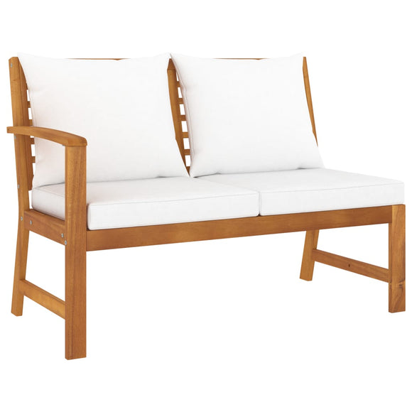 NNEVL Garden Bench 114.5 cm with Cream Cushion Solid Acacia Wood