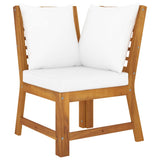 NNEVL Sectional Corner Sofa with Cream Cushion Solid Acacia Wood