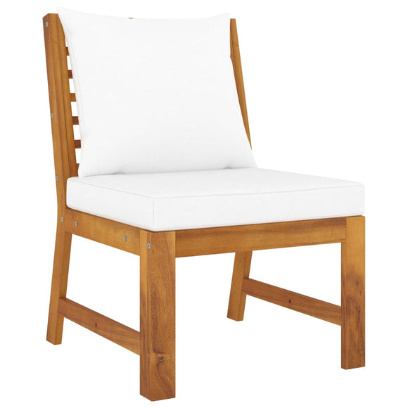 NNEVL Sectional Middle Sofa with Cream Cushion Solid Acacia Wood