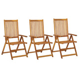 NNEVL Garden Reclining Chairs 3 pcs Solid Acacia Wood