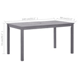 NNEVL Garden Table Grey Wash 140x80x74 cm Solid Acacia Wood