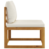 NNEVL 3 Piece Garden Lounge Set with Cream Cushions Solid Acacia Wood