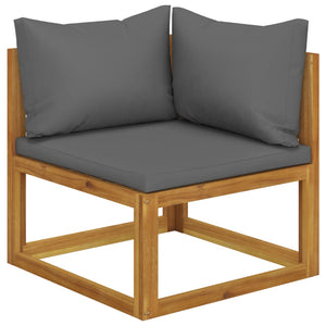 NNEVL Sectional Corner Sofa & Dark Grey Cushion Solid Acacia Wood