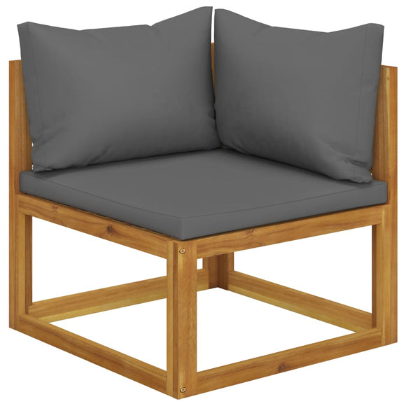NNEVL Sectional Corner Sofa & Dark Grey Cushion Solid Acacia Wood