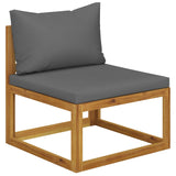 NNEVL Sectional Middle Sofa & Dark Grey Cushion Solid Acacia Wood