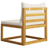 NNEVL Sectional Middle Sofa & Cream White Cushion Solid Acacia Wood