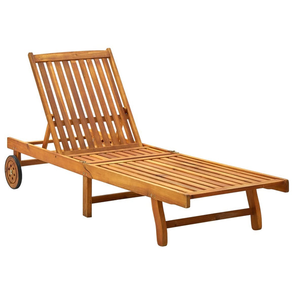 NNEVL Sun Lounger Solid Acacia Wood