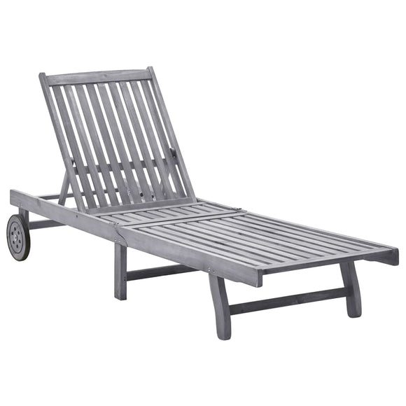 NNEVL Sun Lounger Solid Acacia Wood