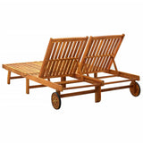 NNEVL 2-Person Sun Lounger Solid Acacia Wood