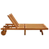 NNEVL 2-Person Sun Lounger Solid Acacia Wood