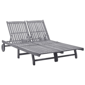 NNEVL 2-Person Sun Lounger Solid Acacia Wood