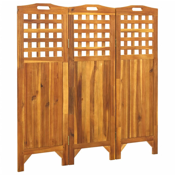 NNEVL 3-Panel Room Divider 121x2x120 cm Solid Acacia Wood