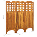 NNEVL 3-Panel Room Divider 121x2x120 cm Solid Acacia Wood