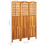 NNEVL 3-Panel Room Divider 121x2x170 cm Solid Acacia Wood