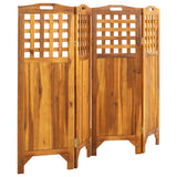 NNEVL 4-Panel Room Divider 161x2x120 cm Solid Acacia Wood