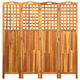 NNEVL 4-Panel Room Divider 161x2x170 cm Solid Acacia Wood