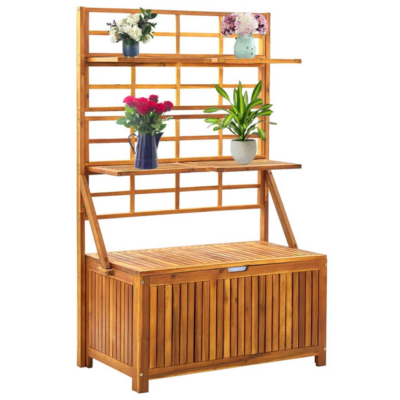 NNEVL Storage Box with Trellis 99x55x160 cm Solid Acacia Wood