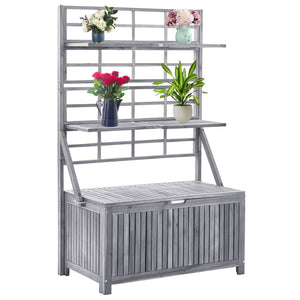 NNEVL Storage Box with Trellis Grey 99x55x160 cm Solid Acacia Wood
