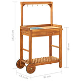 NNEVL Garden Kitchen Trolley 92x43.5x141.5 cm Solid Acacia Wood