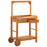 NNEVL Garden Kitchen Trolley 92x43.5x141.5 cm Solid Acacia Wood