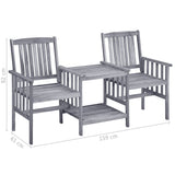 NNEVL Garden Chairs with Tea Table 159x61x92 cm Solid Acacia Wood