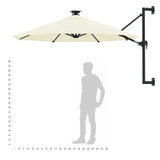 NNEVL Wall-mounted Parasol with LEDs and Metal Pole 300 cm Sand