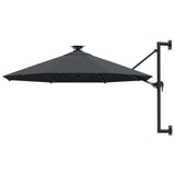 NNEVL Wall-mounted Parasol with LEDs and Metal Pole 300 cm Anthracite