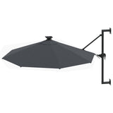 NNEVL Wall-mounted Parasol with LEDs and Metal Pole 300 cm Anthracite
