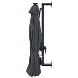 NNEVL Wall-mounted Parasol with LEDs and Metal Pole 300 cm Anthracite