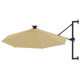 NNEVL Wall-mounted Parasol with LEDs and Metal Pole 300 cm Taupe