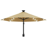 NNEVL Wall-mounted Parasol with LEDs and Metal Pole 300 cm Taupe